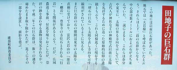 田地子の巨石群跡看板
